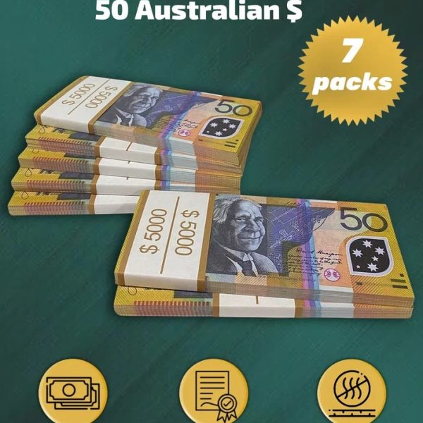 50 Australian Dollars prop money stack two-sided seven packs