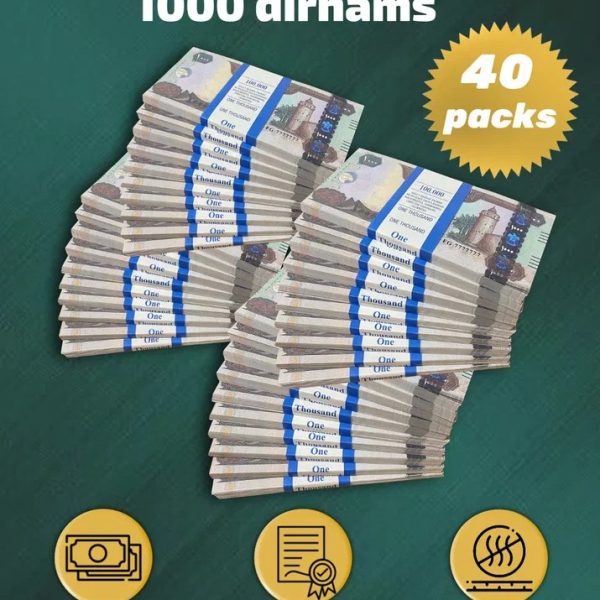 1000 Dirhams prop money stack two-sided forty packs