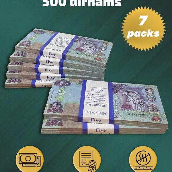 500 Dirhams prop money stack two-sided seven packs