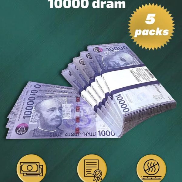 10 000 Armenian dram prop money stack two-sided five packs