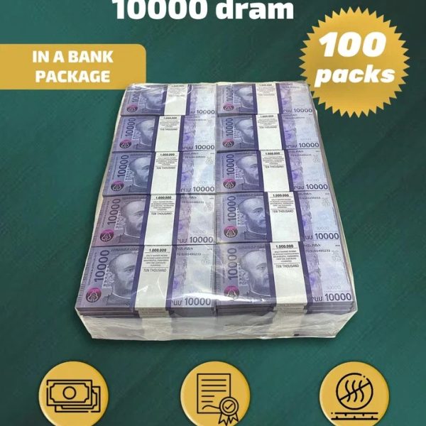 10 000 Armenian dram prop money stack two-sided one hundred packs