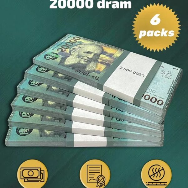 20 000 Armenian dram prop money stack two-sided six packs