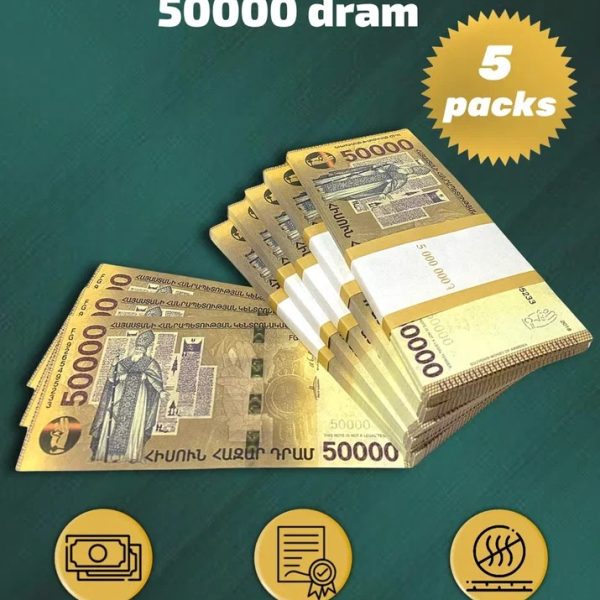 50 000 Armenian dram prop money stack two-sided five packs