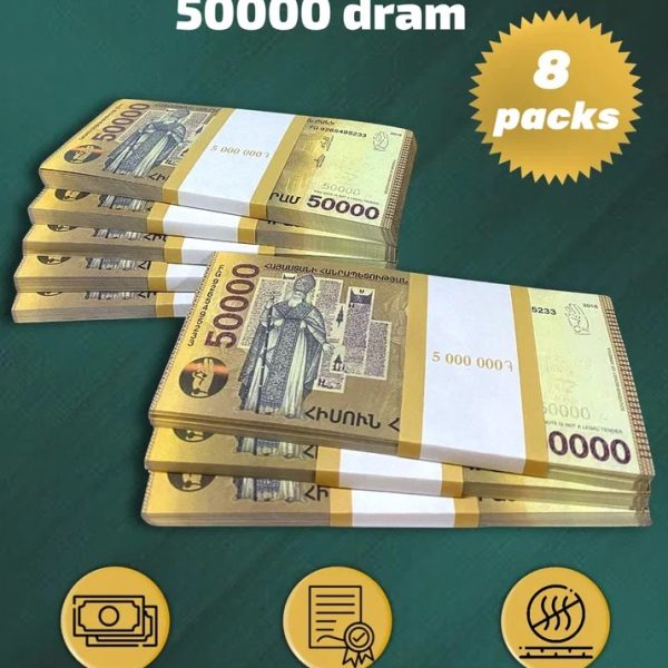 50 000 Armenian dram prop money stack two-sided eight packs