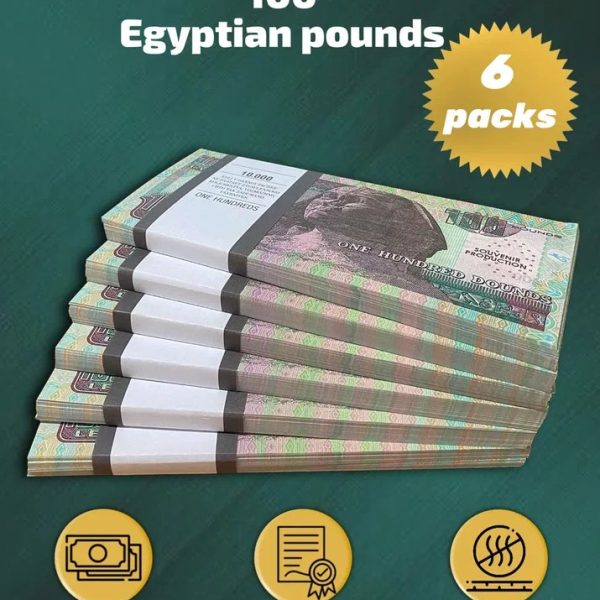 100 Egyptian pounds prop money stack two-sided six packs