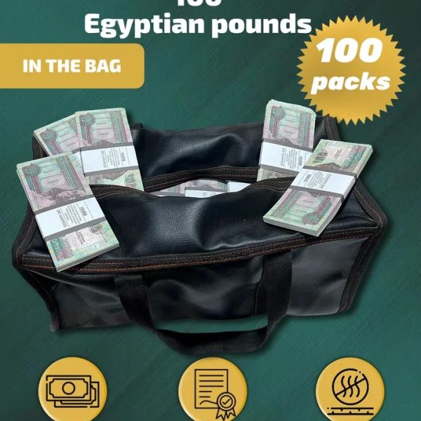 100 Egyptian pounds prop money stack two-sided one hundred packs & money bag
