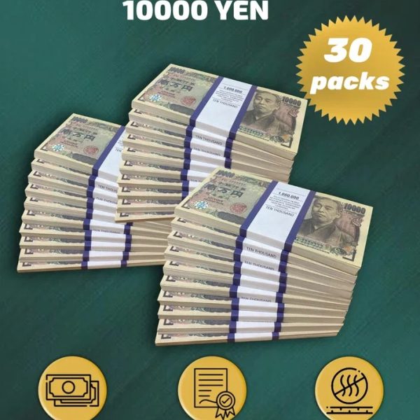 10 000 Japanese yen prop money stack two-sided thirty packs