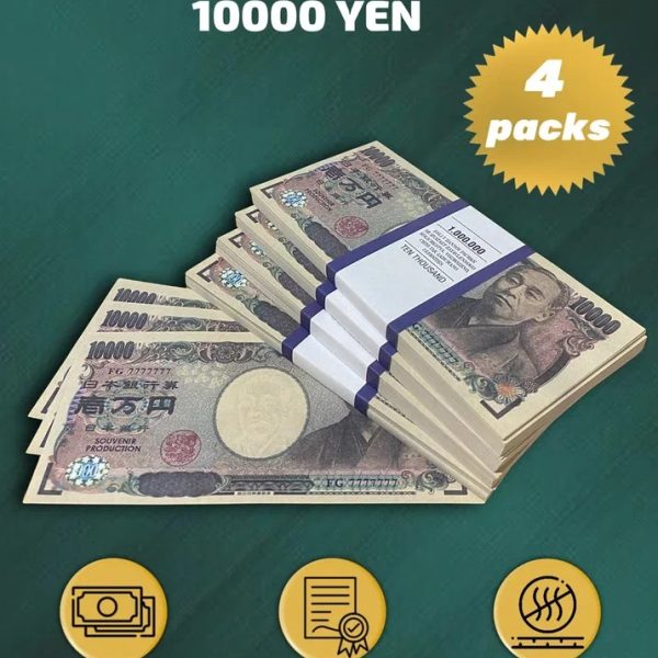 10 000 Japanese yen prop money stack two-sided for packs