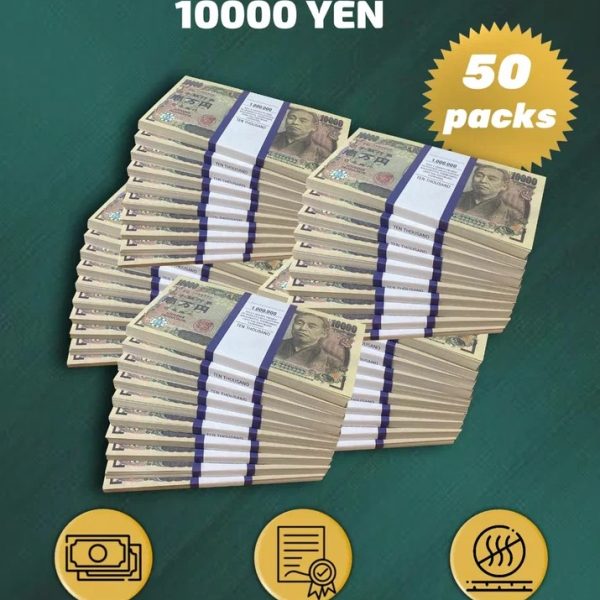 10 000 Japanese yen prop money stack two-sided fifty packs