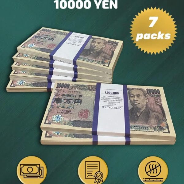 10 000 Japanese yen prop money stack two-sided seven packs