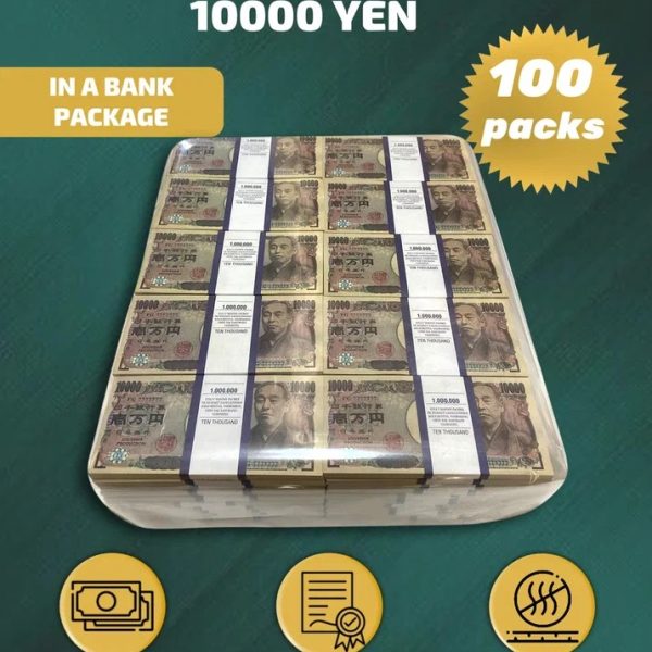 10 000 Japanese yen prop money stack two-sided one hundred packs