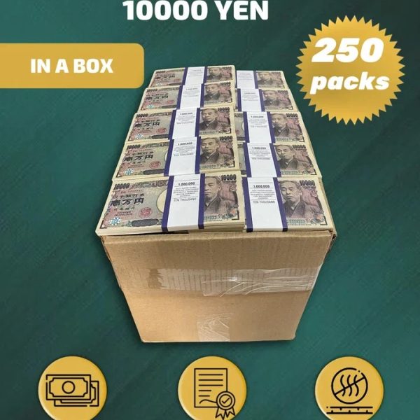 10 000 Japanese yen prop money stack two-sided two hundred fifty packs