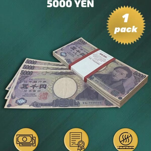 5000 Japanese yen prop money stack two-sided  one packs