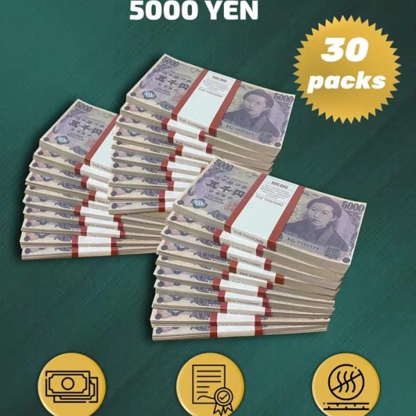 5000 Japanese yen prop money stack two-sided thirty packs