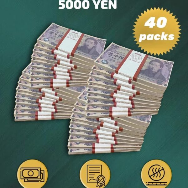 5000 Japanese yen prop money stack two-sided forty packs