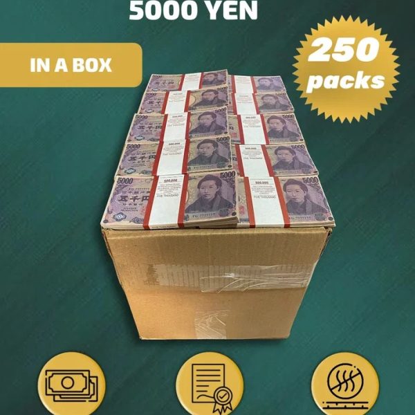 5000 Japanese yen prop money stack two-sided two hundred fifty packs