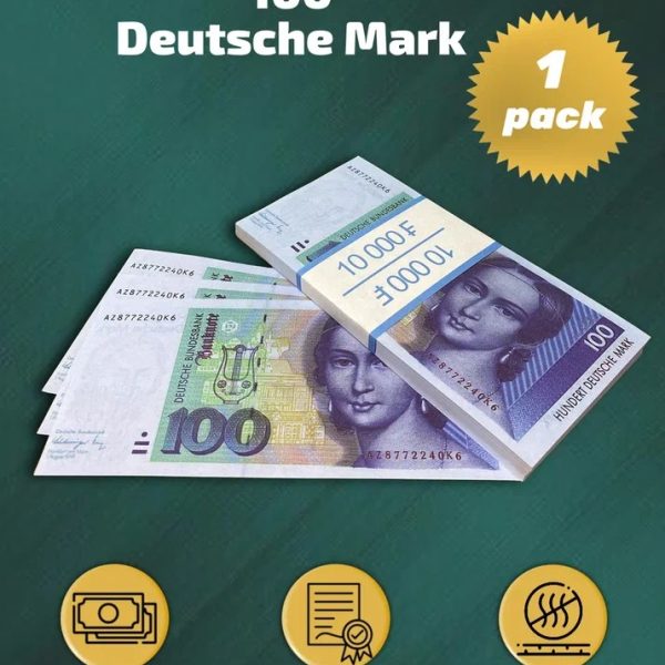 100 Deutsch marks prop money stack two-sided  one packs