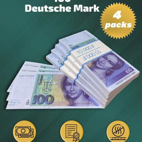 100 Deutsch marks prop money stack two-sided for packs