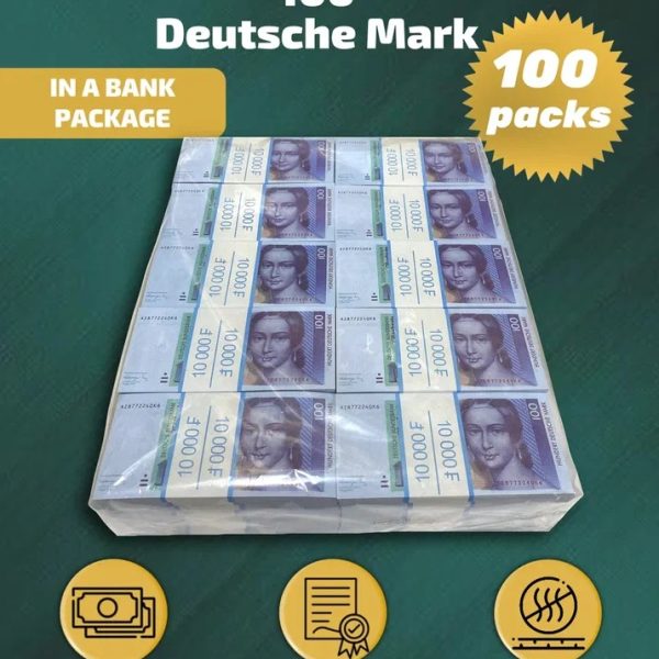 100 Deutsch marks prop money stack two-sided one hundred packs