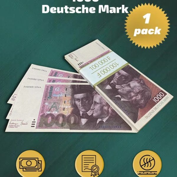 1000 Deutsch marks prop money stack two-sided  one packs
