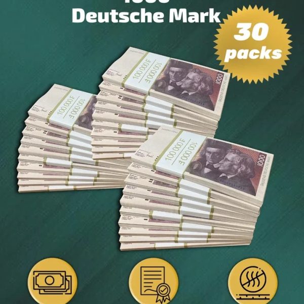 1000 Deutsch marks prop money stack two-sided for packs