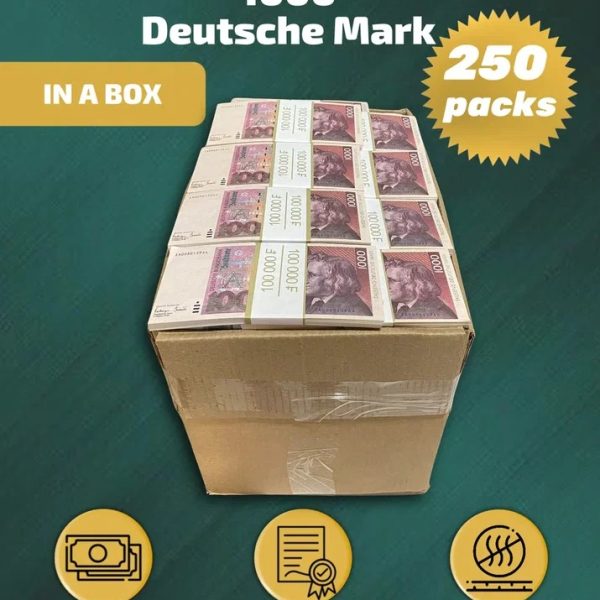 1000 Deutsch marks prop money stack two-sided two hundred fifty packs