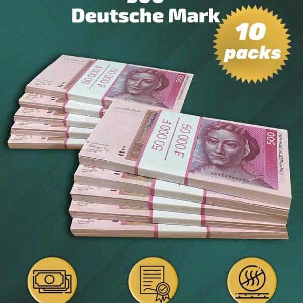 500 Deutsch marks prop money stack two-sided ten packs