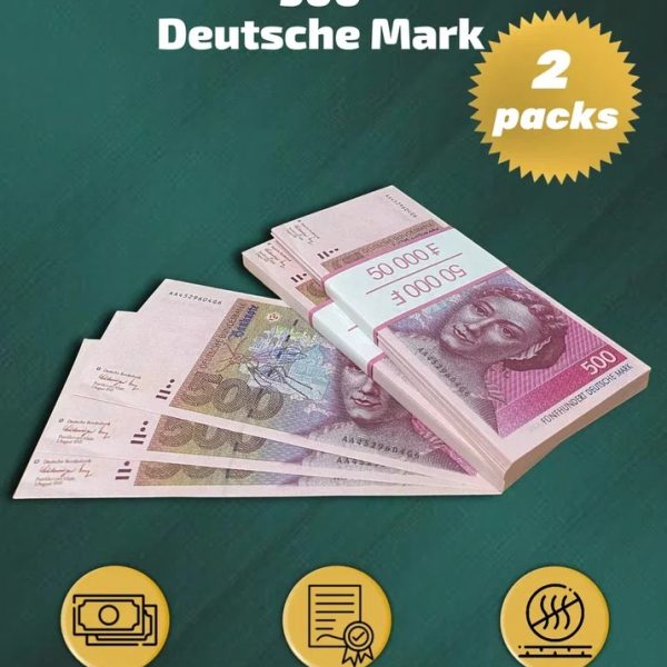 500 Deutsch marks prop money stack two-sided two packs