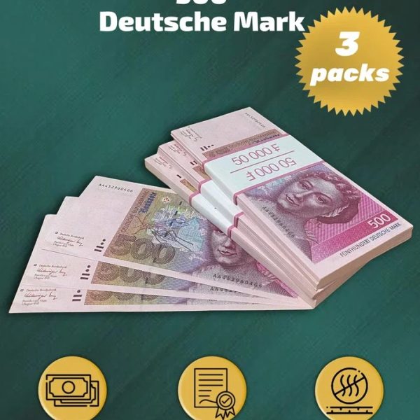 500 Deutsch marks prop money stack two-sided three packs