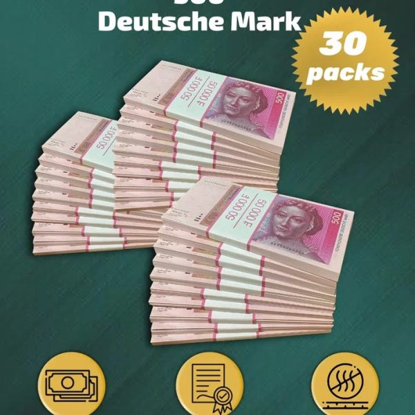 500 Deutsch marks prop money stack two-sided thirty packs