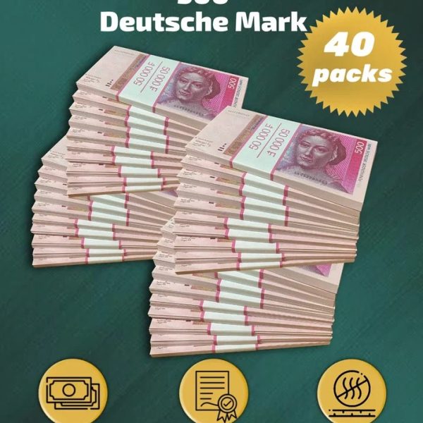 500 Deutsch marks prop money stack two-sided forty packs