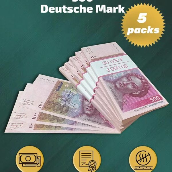 500 Deutsch marks prop money stack two-sided five packs