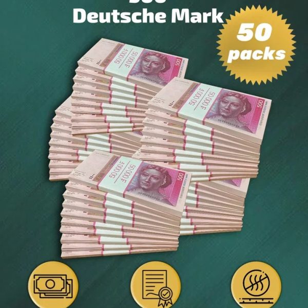 500 Deutsch marks prop money stack two-sided fifty packs