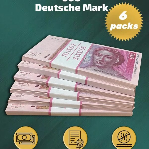 500 Deutsch marks prop money stack two-sided six packs