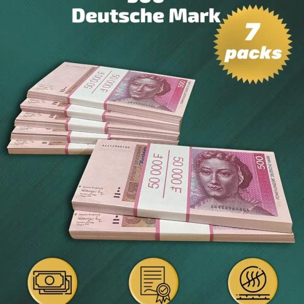 500 Deutsch marks prop money stack two-sided seven packs