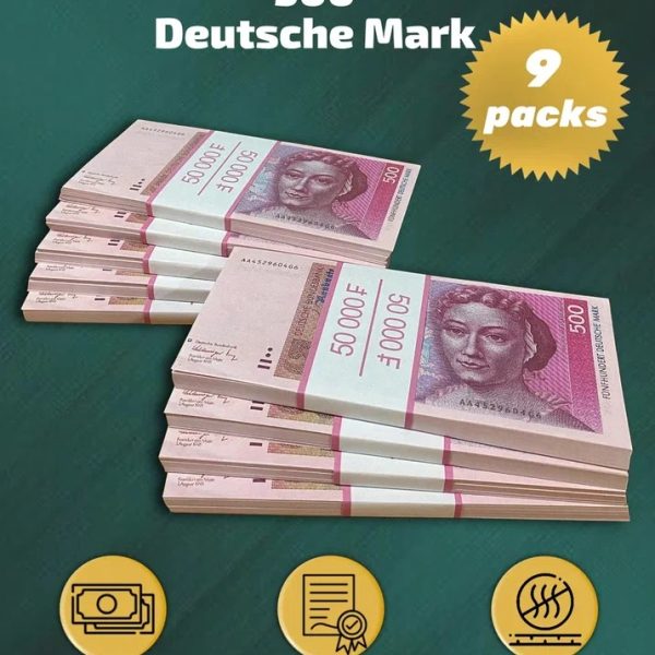 500 Deutsch marks prop money stack two-sided nine packs