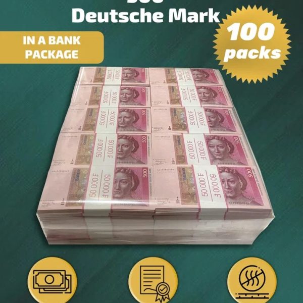 500 Deutsch marks prop money stack two-sided one hundred packs
