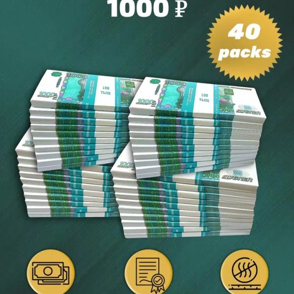 1000 Russian rubles prop money stack two-sided forty packs
