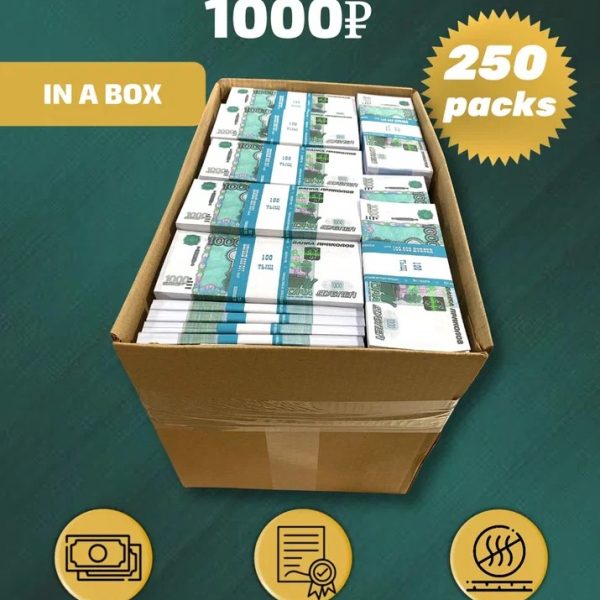 1000 Russian rubles prop money stack two-sided two hundred fifty packs