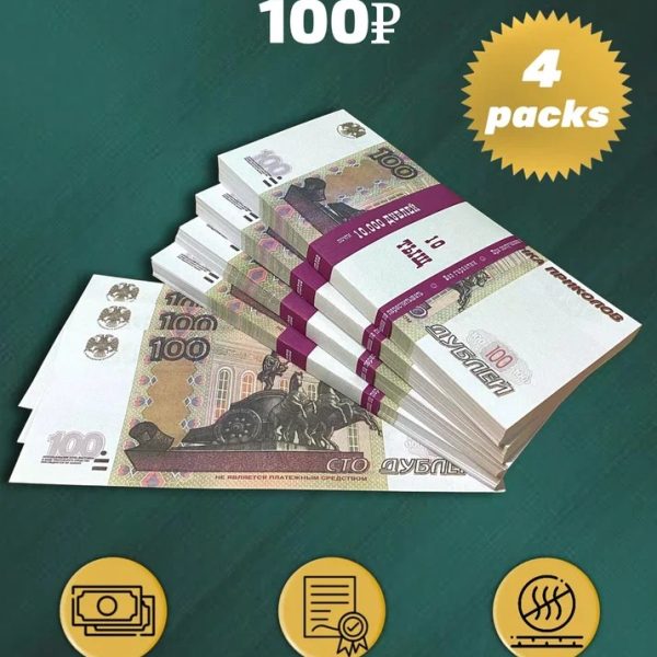 100 Russian rubles prop money stack two-sided for packs