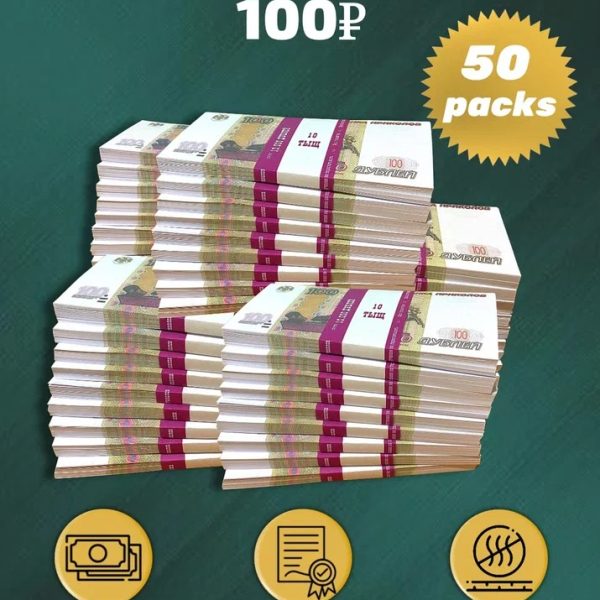 100 Russian rubles prop money stack two-sided fifty packs