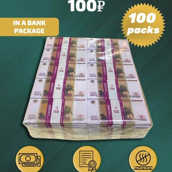 100 Russian rubles prop money stack two-sided one hundred packs