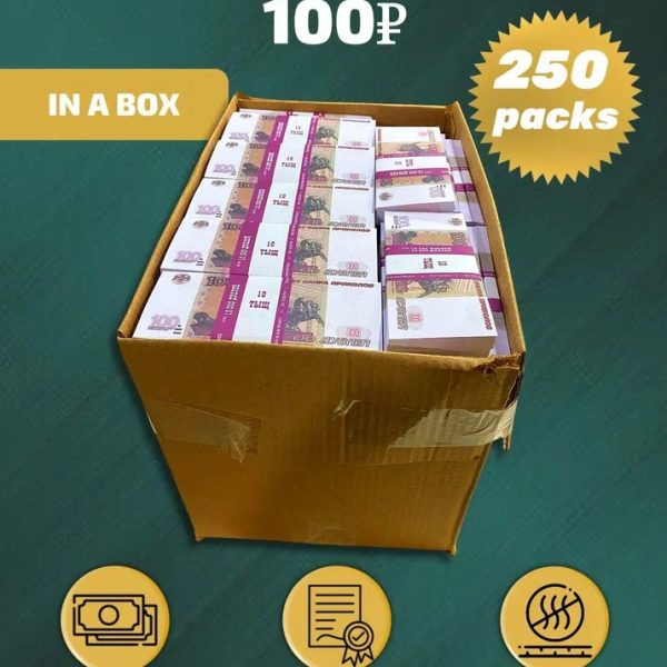 100 Russian rubles prop money stack two-sided two hundred fifty packs