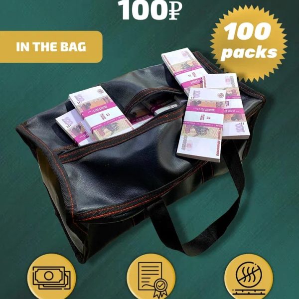 100 Russian rubles prop money stack two-sided one hundred packs & money bag