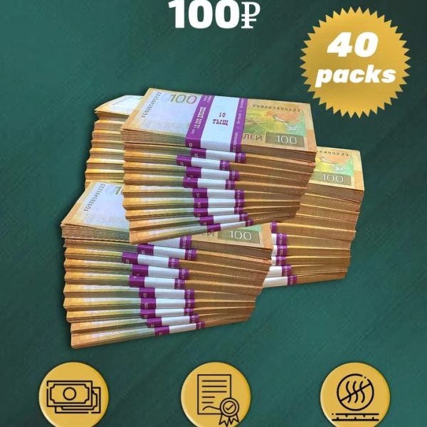 100 Russian rubles new prop money stack two-sided forty packs