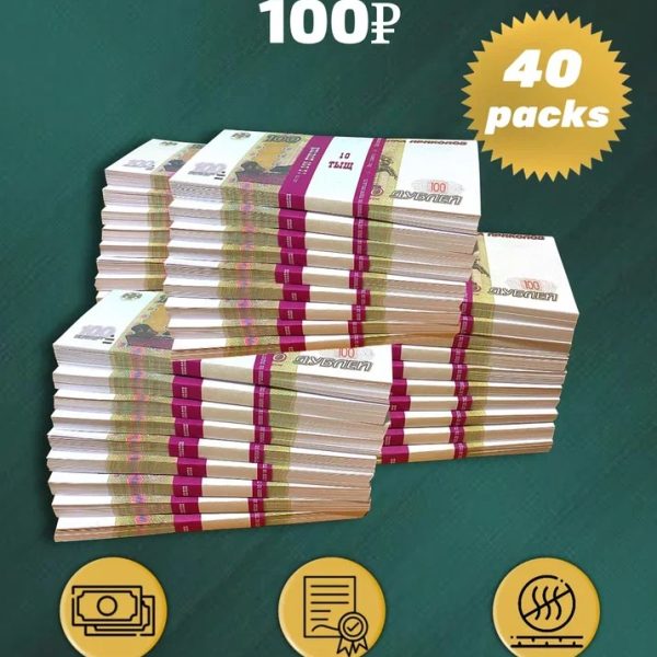 100 Russian rubles prop money stack two-sided forty packs