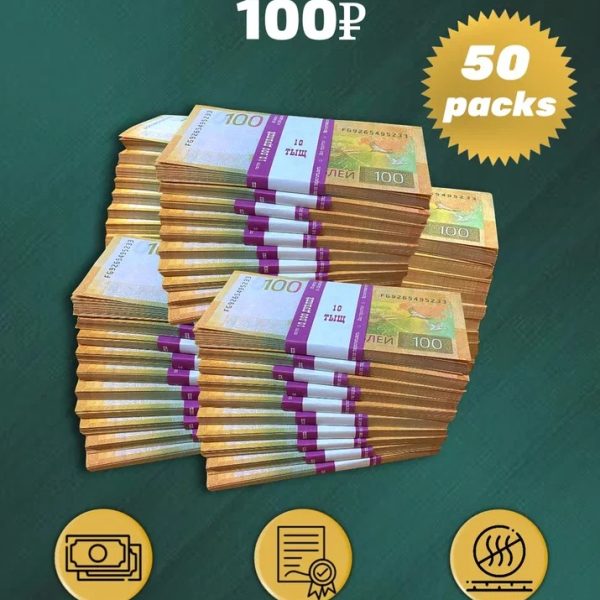 100 Russian rubles new prop money stack two-sided fifty packs