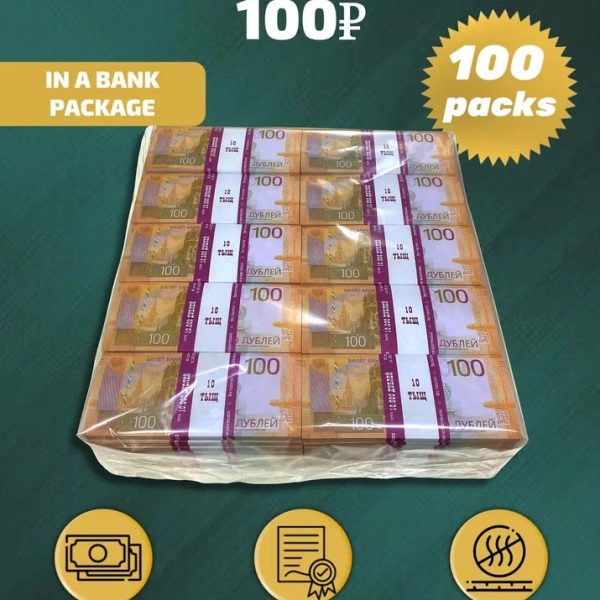 100 Russian rubles new prop money stack two-sided one hundred packs