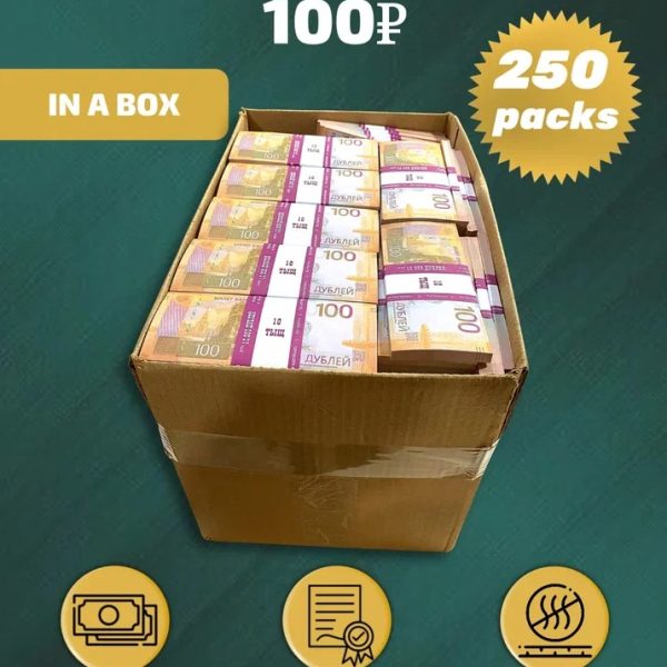100 Russian rubles new prop money stack two-sided two hundred fifty packs