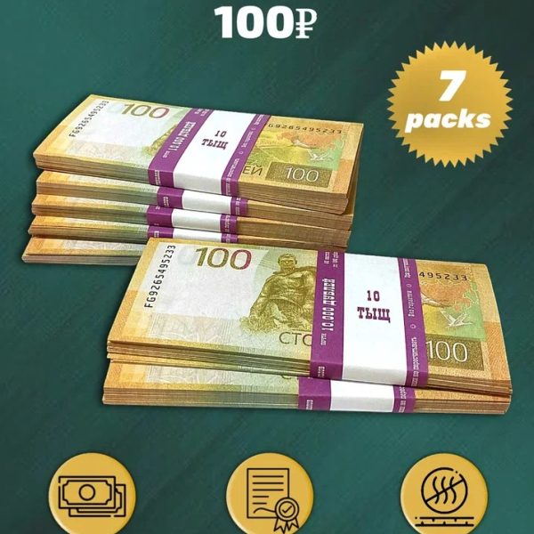 100 Russian rubles new prop money stack two-sided seven packs